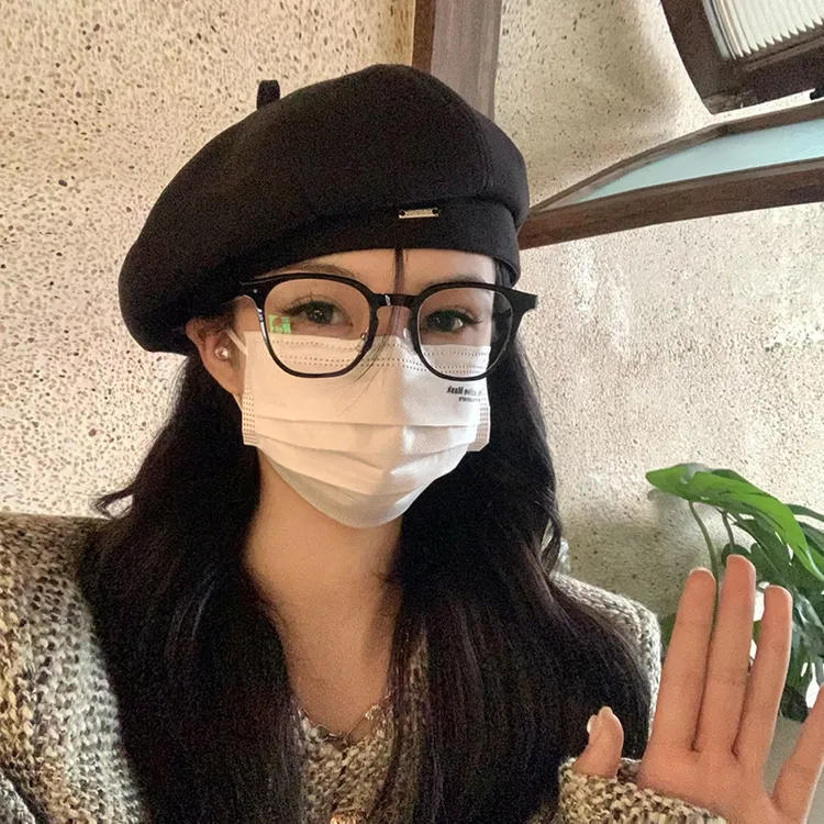 黑色贝雷帽雅丹风秋冬复古可调节大头围显脸小时尚画家八角帽帽子