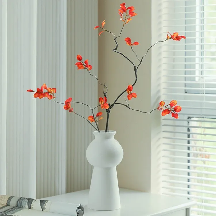 新中式仿真枯枝春雨叶秋叶红枫叶长枝枯藤装饰假花摆件仿真小秋叶