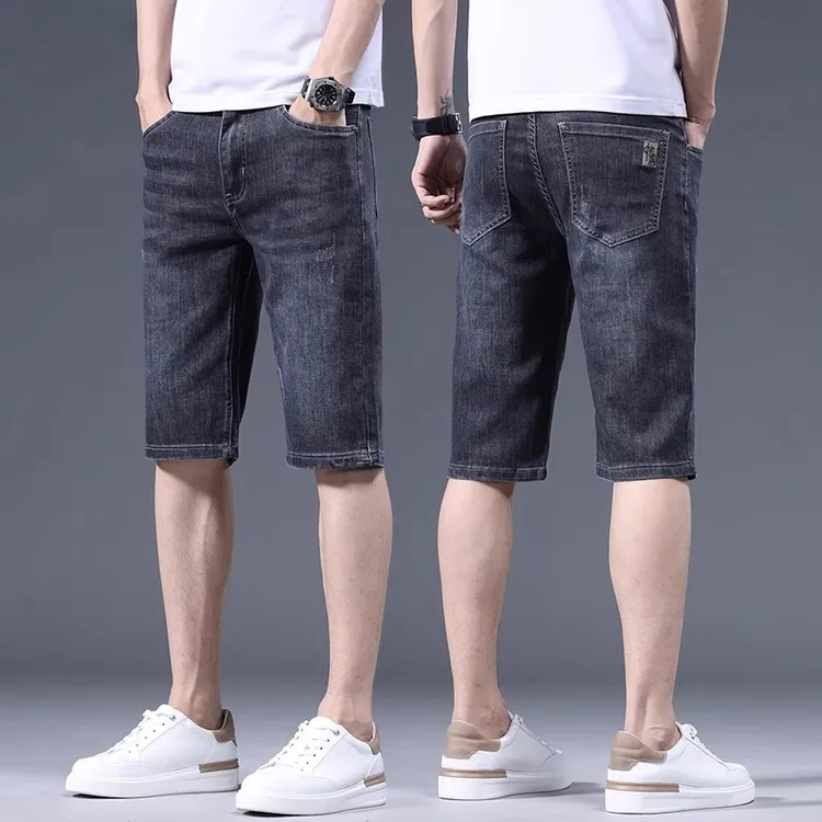 GS牛仔短裤男夏薄款直筒修身潮流外穿时尚百搭透气五分男士款中裤
