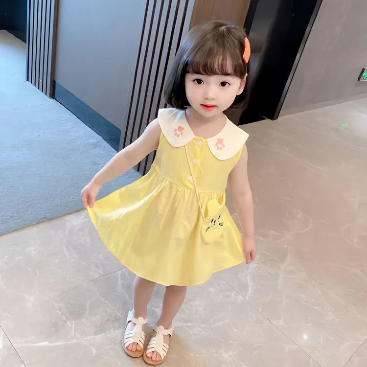 婴幼儿娃娃裙连衣裙夏装儿童公主裙0-4岁洋气女童无袖裙棉绸潮