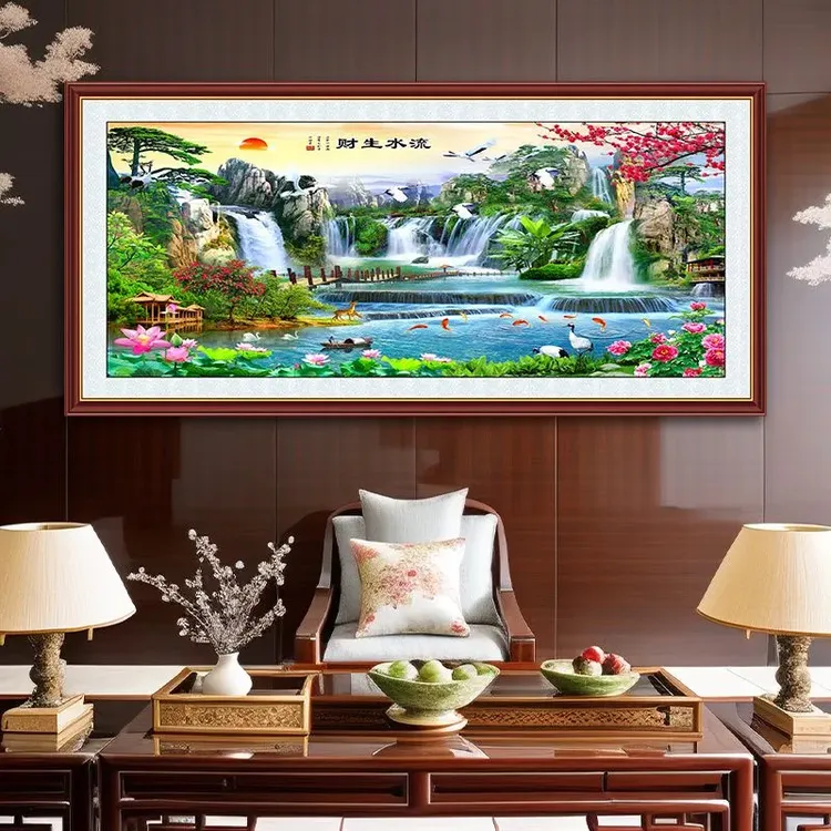 客厅沙发电视墙装饰画山水画墙贴图案自粘壁画背景墙画