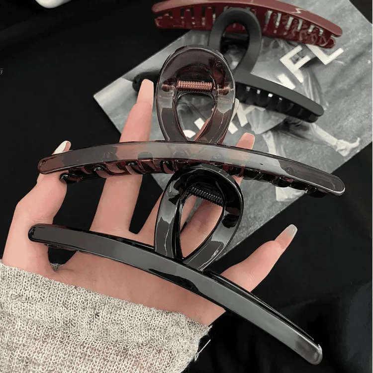 高级一字磨砂质感抓夹盘发鲨鱼简约百搭发饰秋冬新款后脑勺夹子B