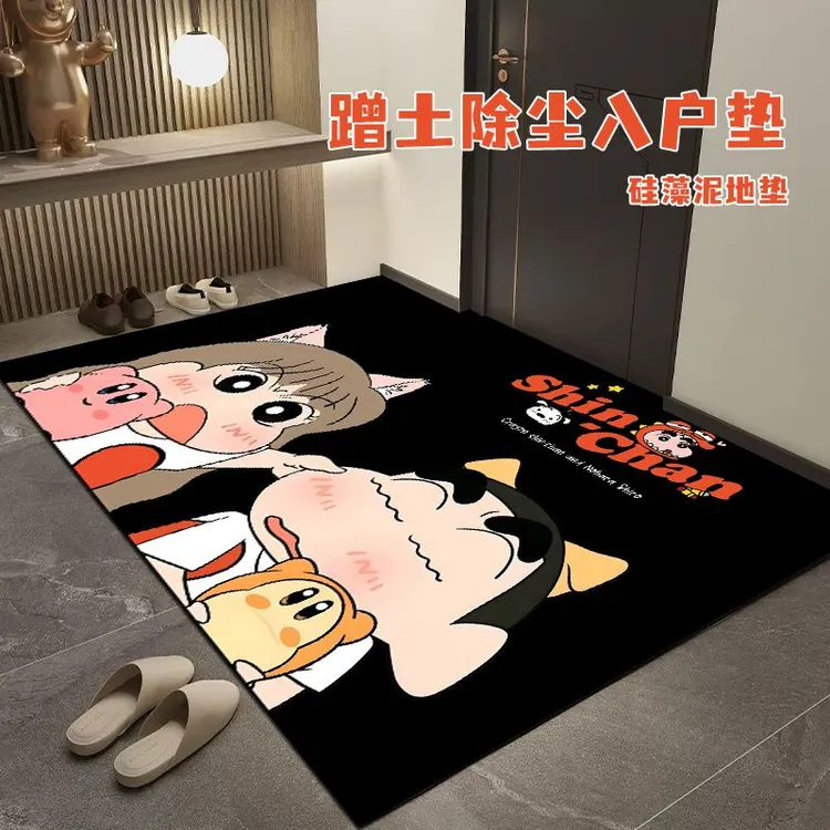 蜡笔小新入户门地垫地毯新款硅藻泥地垫门口入户门卡通玄关进门垫