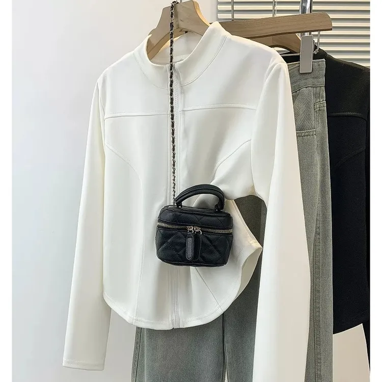 HONG JIA LIN/虹嘉琳早秋款大码纯欲辣妹显瘦运动时尚立领休闲服