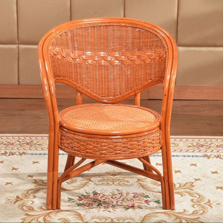 藤椅真藤编简约靠背椅家用休闲单椅阳台客厅户外办公桌椅单人藤椅