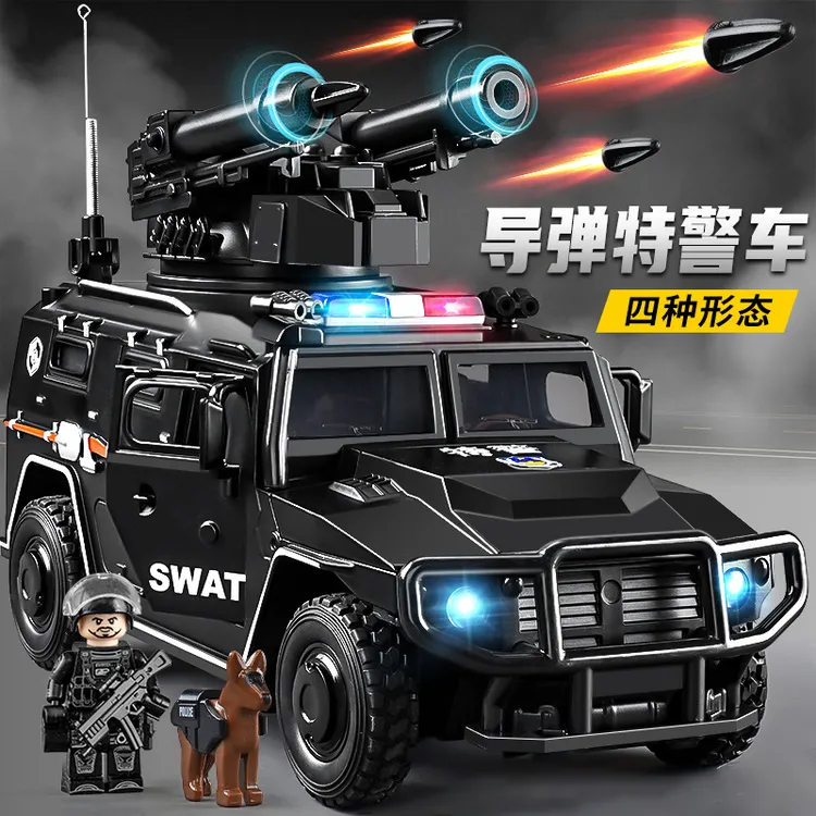 儿童大号多种有趣合金声光音效特警车玩具旋转特警察车酷炫越野车