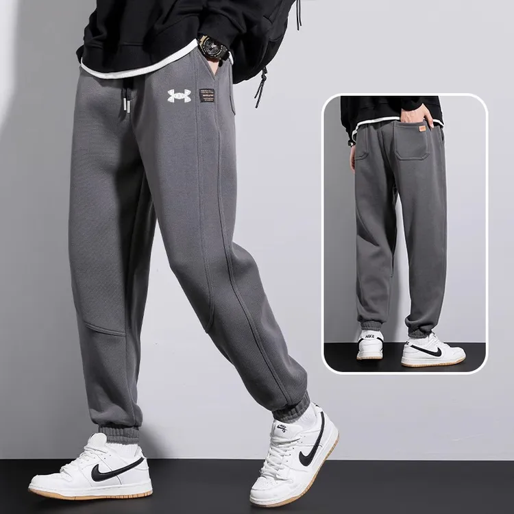 UNCLE AURORA休闲卫裤男春秋季新款宽松加肥加绒大码九分束脚裤