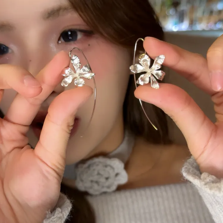 铜合金耳饰 复古宫廷风鸢尾花耳勾女个性时尚气质百搭耳环耳饰