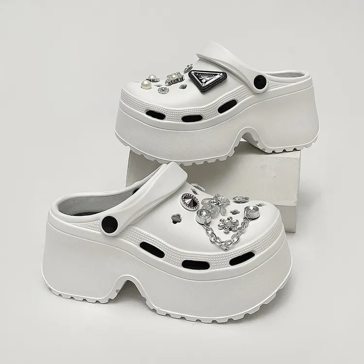 女空凉鞋凉拖鞋包头夏季半拖透气cs超厚底增高洞洞鞋青少年