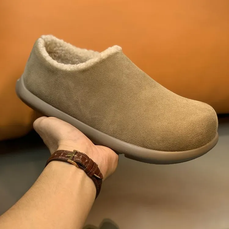 欧洲站男鞋冬季保暖真皮羊皮毛一体雪地靴男低帮羊毛鞋舒适勃肯鞋