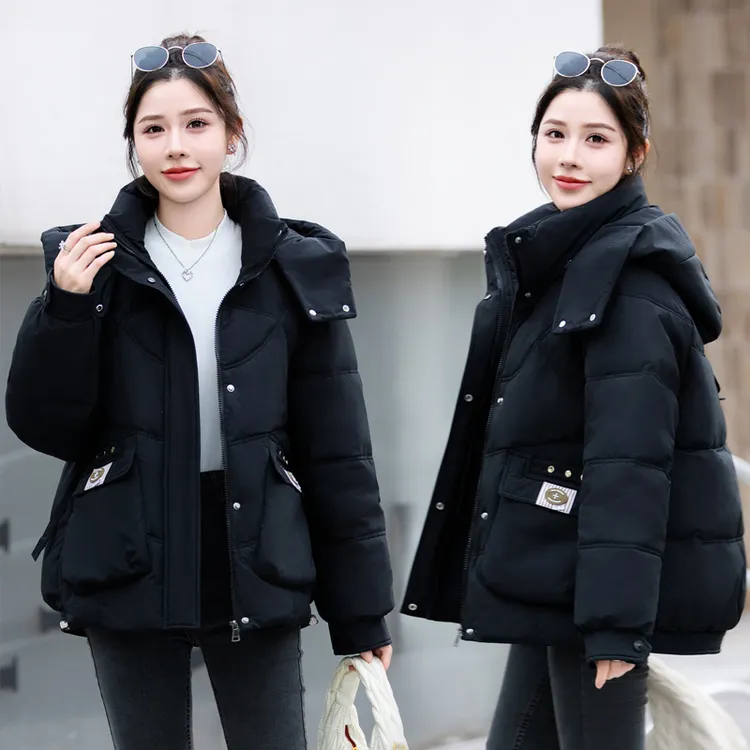 2024新款韩版短款女士羽绒棉服加厚修身连帽小个子冬外套棉衣爆款