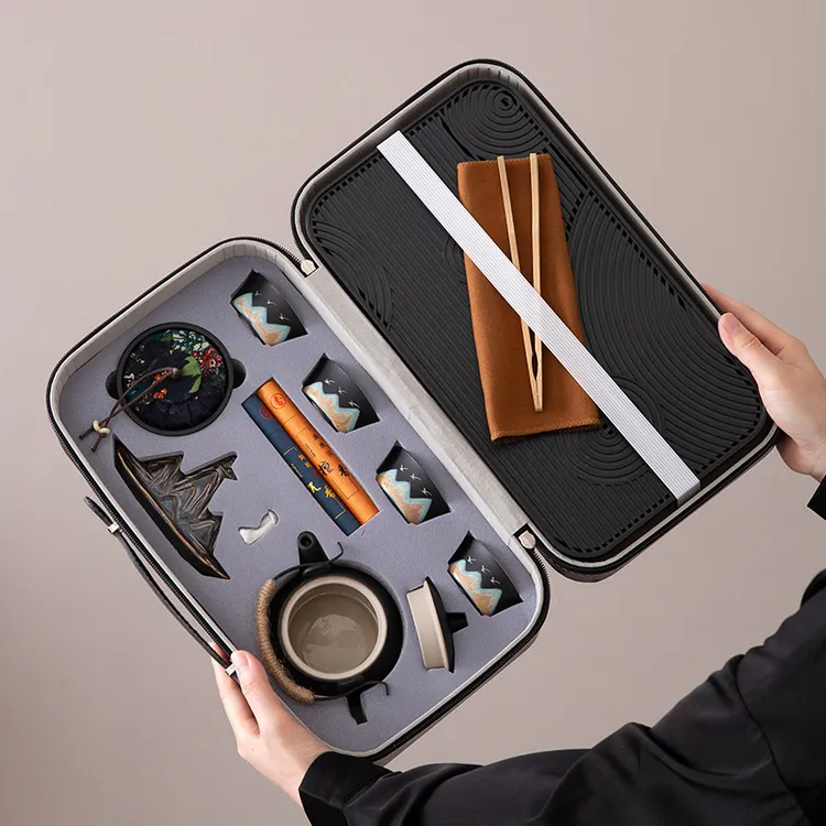 千里江山茶具送客户礼品实用高档logo定制礼物商务会议活动伴手礼