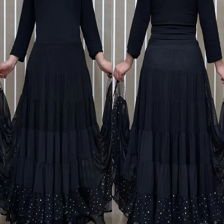 S385#新款四季纱质大摆裙高腰显瘦时尚气质长款春夏半身裙优雅A字