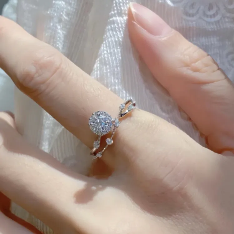 925银莫桑石银制品 （闪耀星河）时尚气质精致百搭甜美镶钻镶嵌  