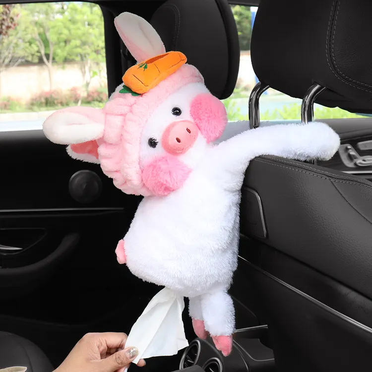 车载纸巾盒小猪汽车抽纸袋多功能挂式卡通车内可爱女装饰用品大全