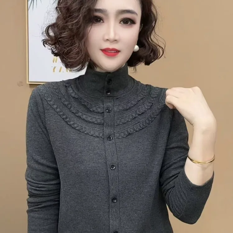 2024新品上新冬季洋气百搭修身长袖减龄显瘦气质女士上衣#9210