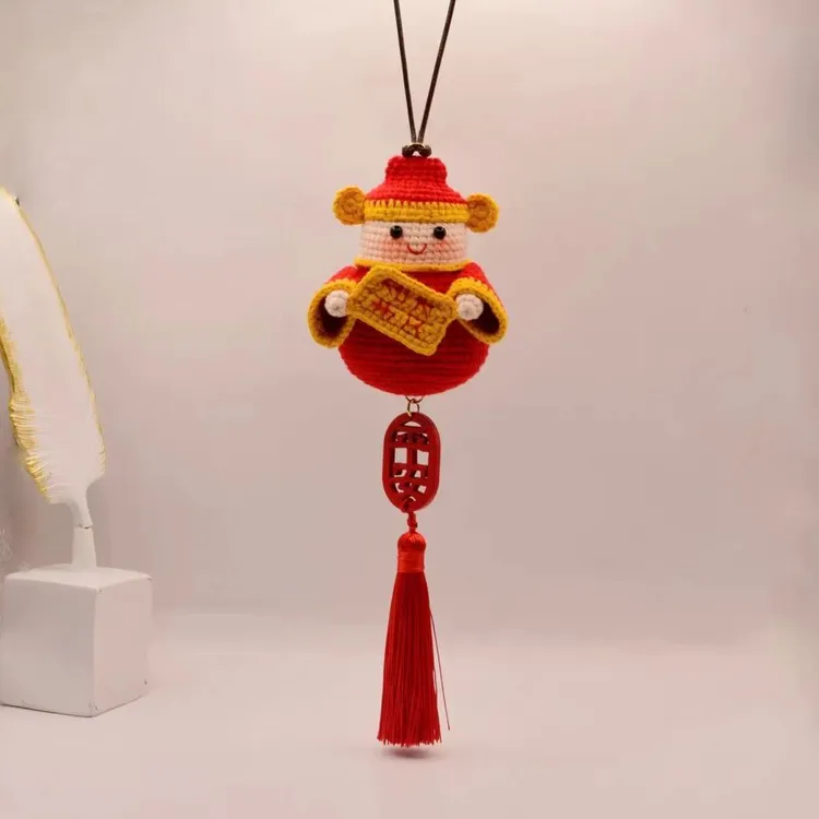 新手手工编织DIY小财神材料包超萌手编钩针针织玩偶挂件摆件新年