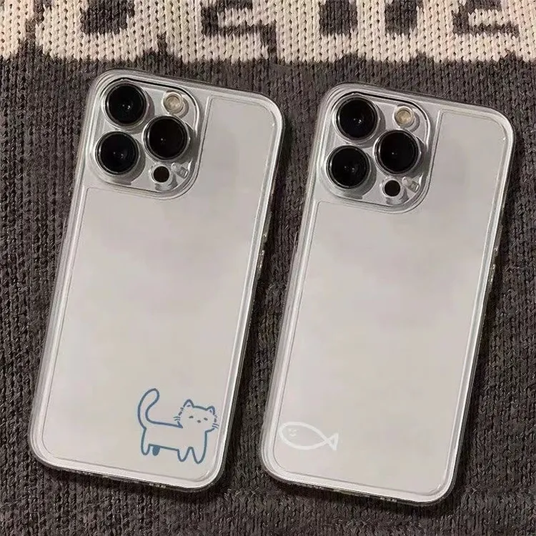 情侣线条小猫适用iphone16苹果15手机壳华为vivo小米oppo荣耀一加