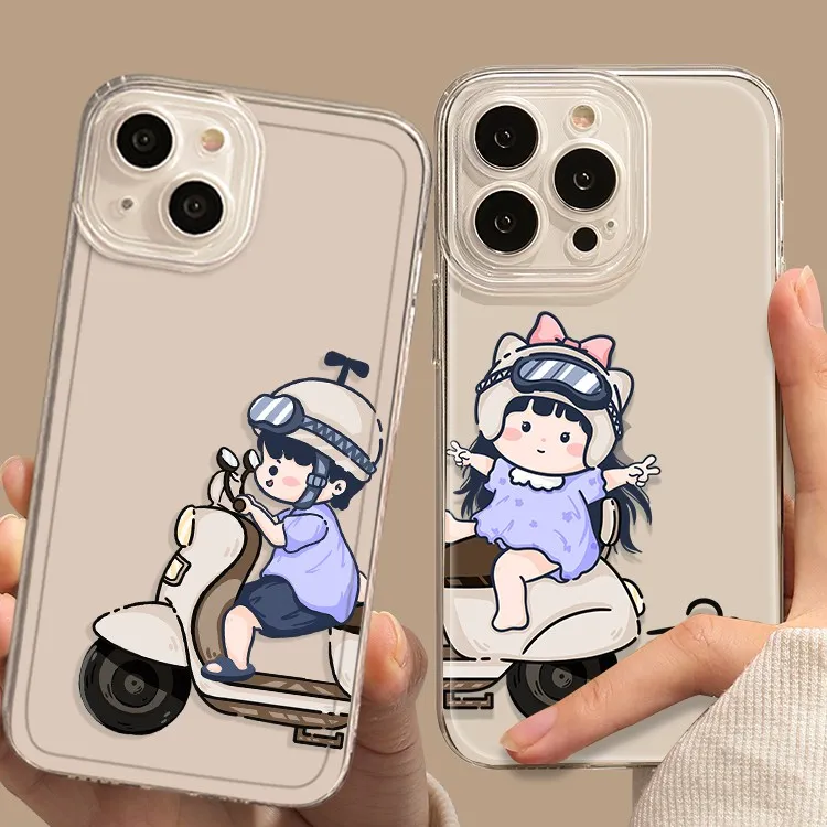 骑车情侣适用iphone16苹果15手机壳小米OPPO华为VIVO荣耀一加魅族