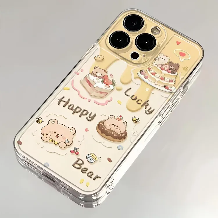 黄油小熊蛋糕适用iphone15苹果16手机壳小米OPPO华为VIVO荣耀一加