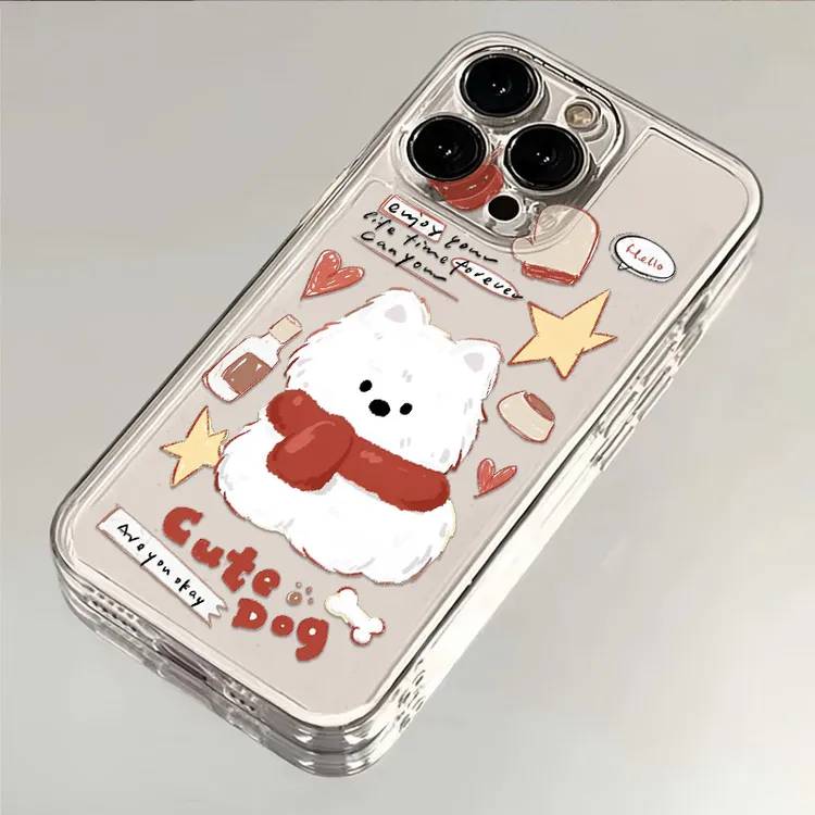 可爱围巾小狗适用iphone16苹果15手机壳小米OPPO华为VIVO荣耀一加