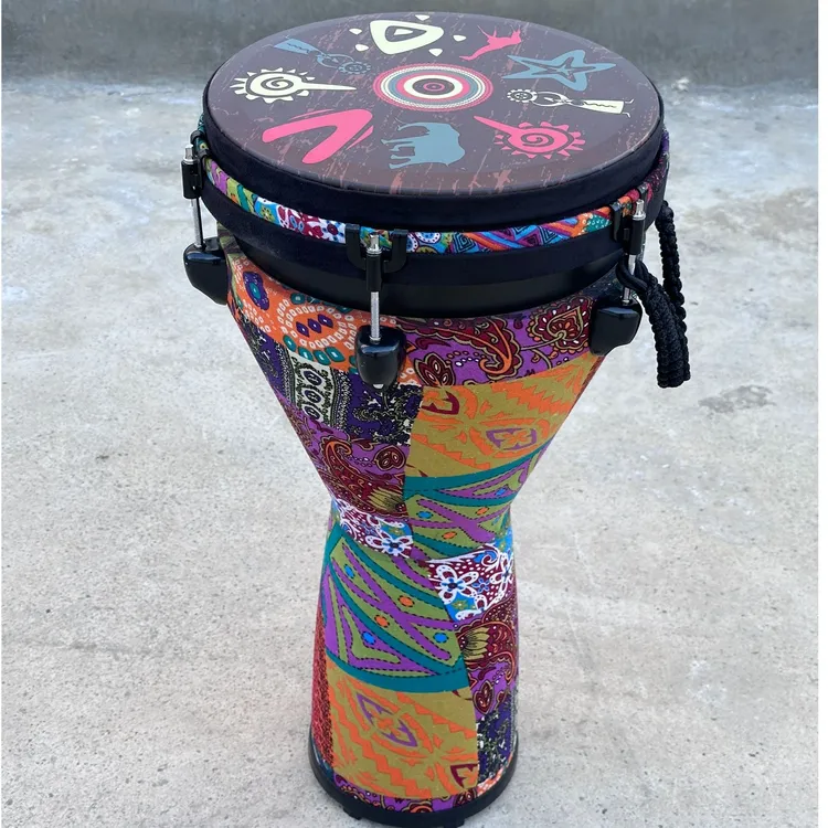 成人12寸非洲鼓图腾螺丝可调音PVC轻便鼓 新手初学者演奏丽江鼓手