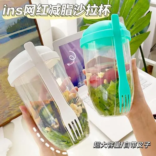沙拉杯便携式早餐带叉子外出减脂水果蔬菜牛奶轻食ins风网红杯子