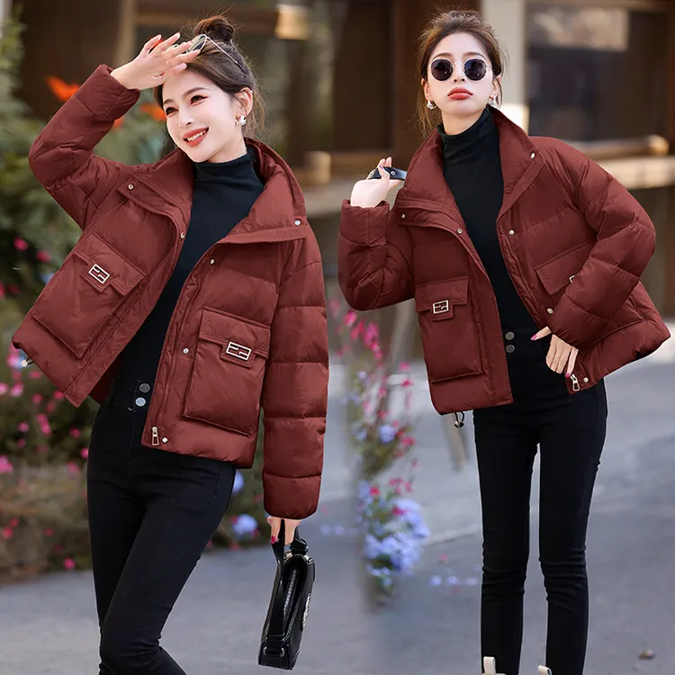 韩版保暖加厚羽绒服女短款2025冬季新款小个子立领白鸭绒洋气外套