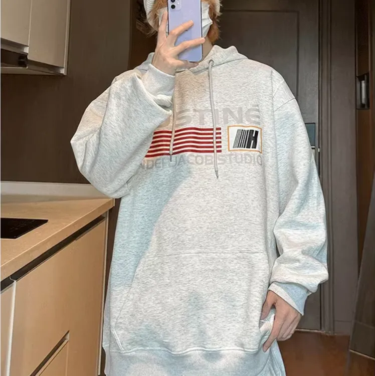 秋冬百搭时尚连帽套头长袖休闲宽松春秋韩版潮流ins印花卫衣