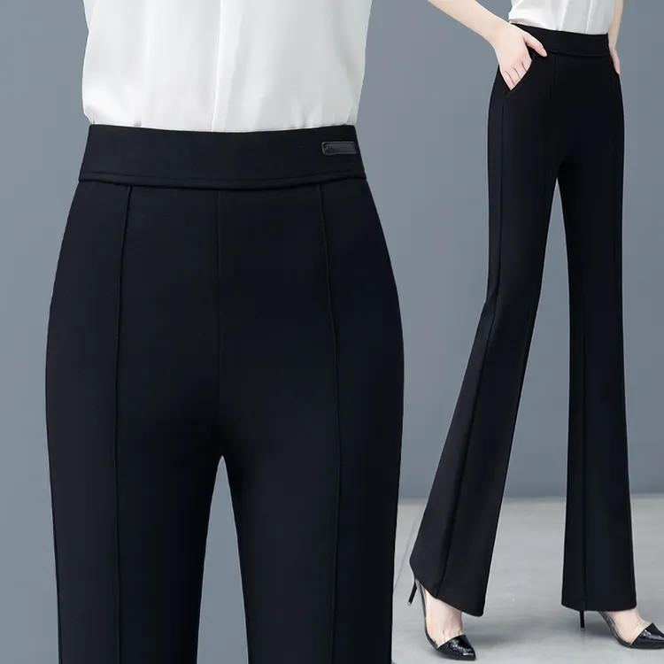 秋冬喇叭裤女春秋2025新款高腰显瘦垂感修身黑色西装弹力微喇裤