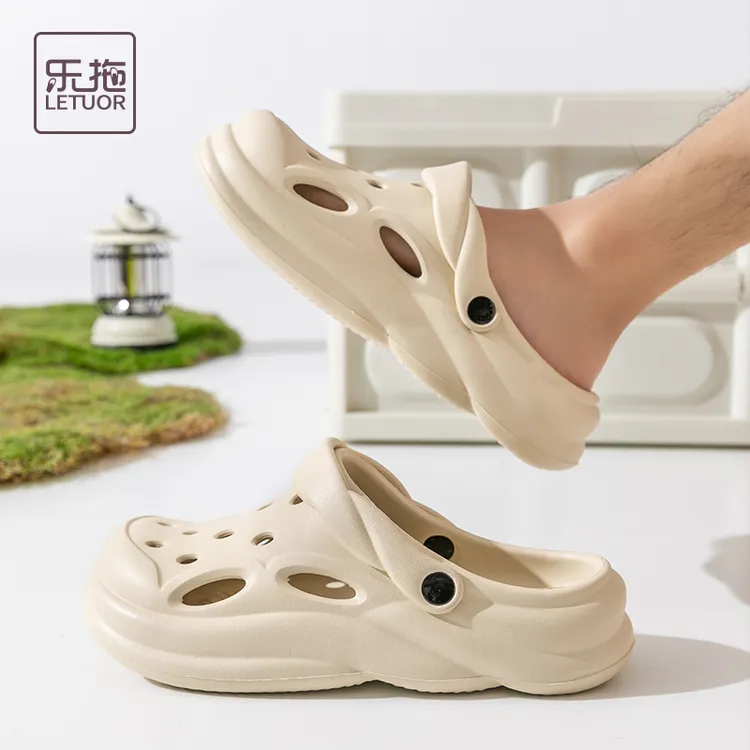 乐拖情侣洞洞鞋夏外穿防滑凉鞋户外男士透气软底厚底休闲凉拖鞋女