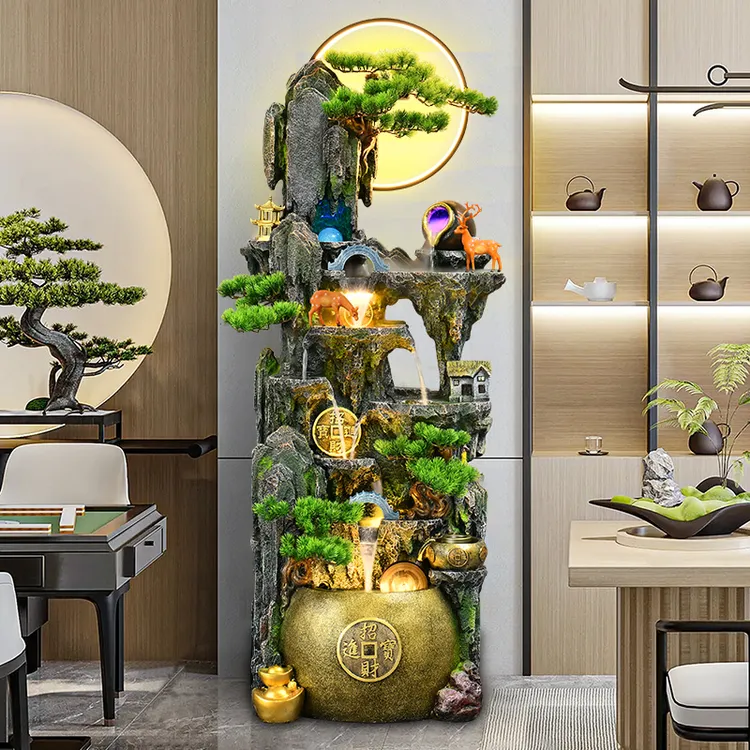7177家中流水生财摆件循环水客厅家居饰品假山喷泉水景观造景