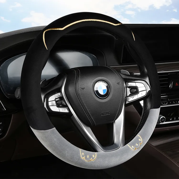 新款秋冬季保暖方向盘套短毛绒时尚男女卡通可爱汽车把套防滑防寒