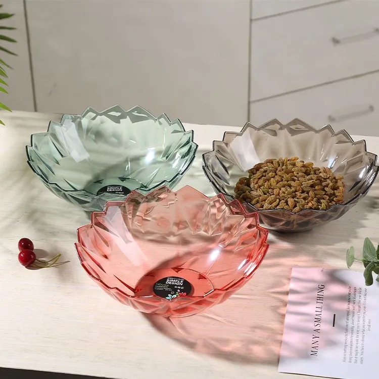多功能现代简约客厅水果盘水晶透明塑料创意糖果干果盘家用零食盘
