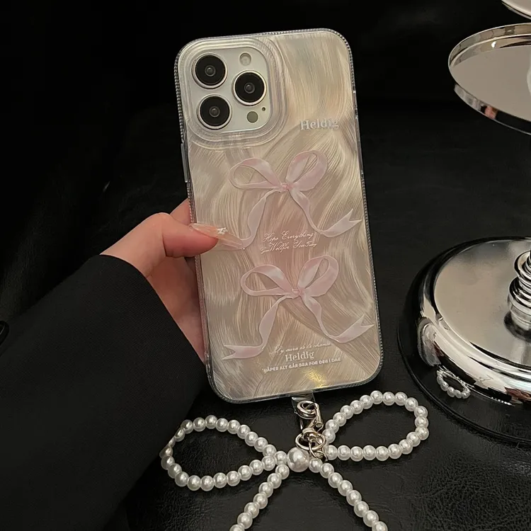 羽纱IMD渐变粉色蝴蝶结14苹果15pro max手机壳iphone13适用12防摔