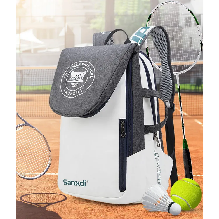 大容量网球羽毛球包男女款运动背包高档双肩白色高颜值独立鞋包