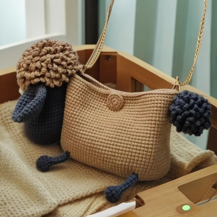 手工编织小羊肖恩同款斜挎包儿童小挎包手机包可爱针织diy材料包