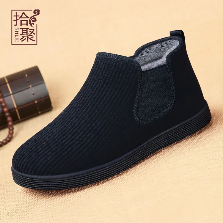 老北京布鞋冬季加绒加厚棉鞋中老年棉靴老人鞋男士休闲保暖雪地靴