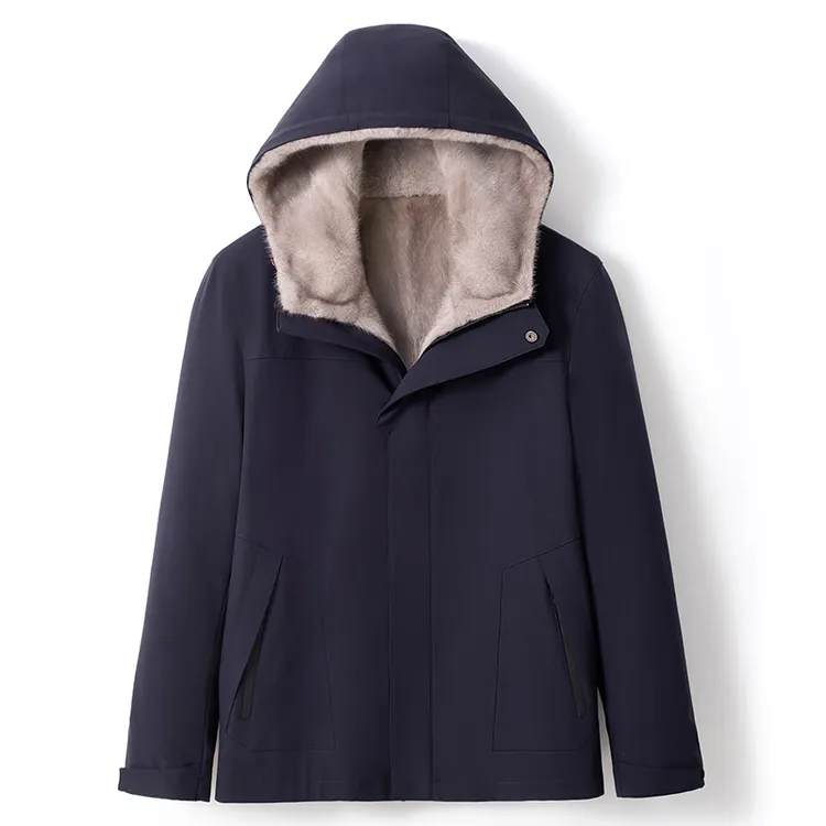 2025新款福利 升级水貂袖整貂貂皮内胆派克服男短款尼克服皮草冬