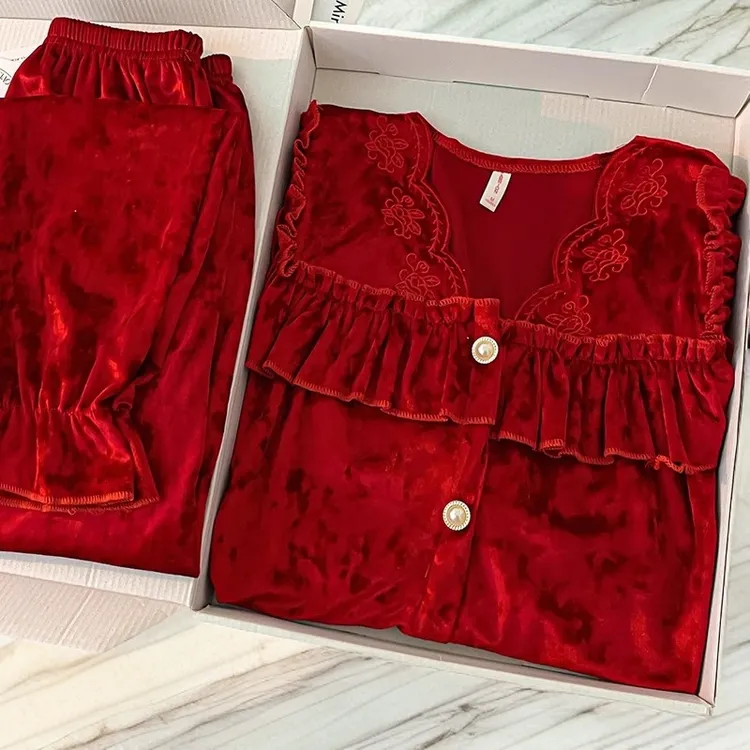 秋冬季高级感金丝绒睡衣女长袖ins风网红爆款钻石绒两件套家居服