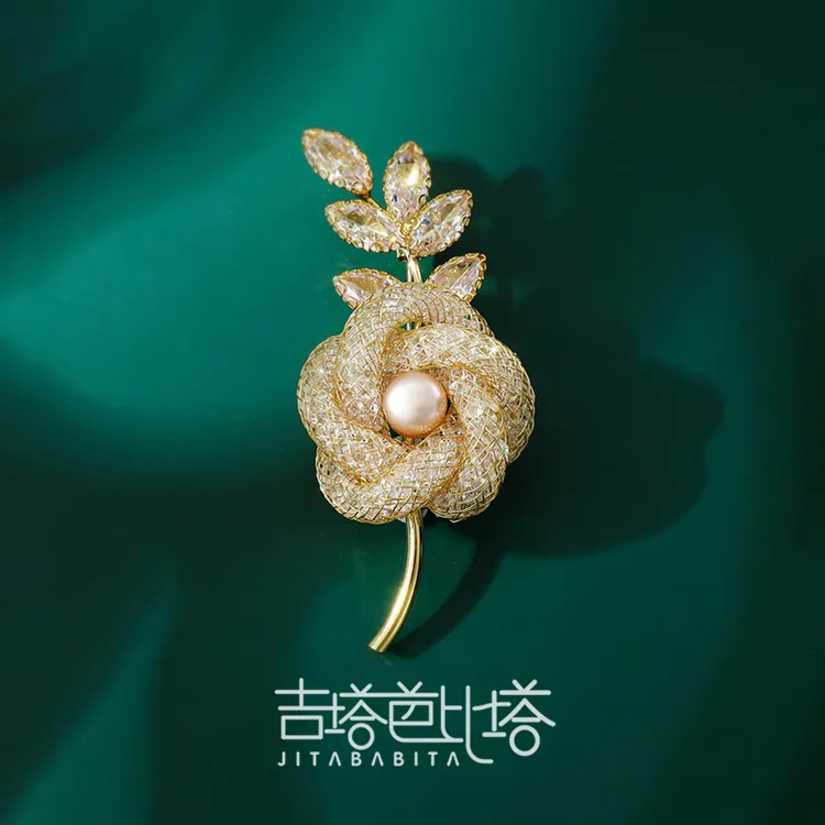 铜合金胸针 气质时尚金色高档金丝镂空小香风轻奢胸针   JT-272