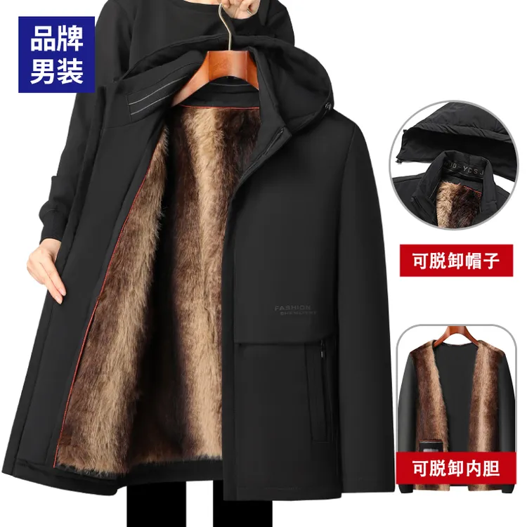 【零-下30 加毛可脱卸】爸爸装棉衣加厚中老年男装冬装棉服外套衣服