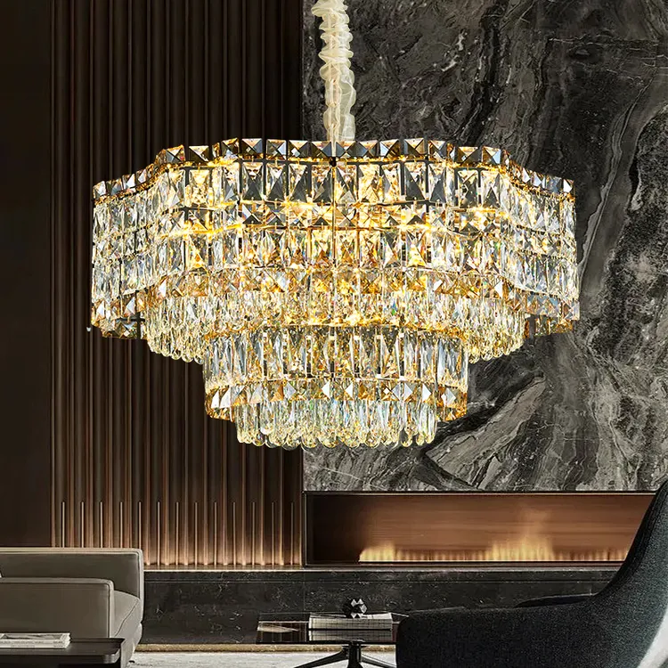 国爵轻奢大气美式创意后现代奢华家用圆形双层客厅餐厅卧室水晶灯