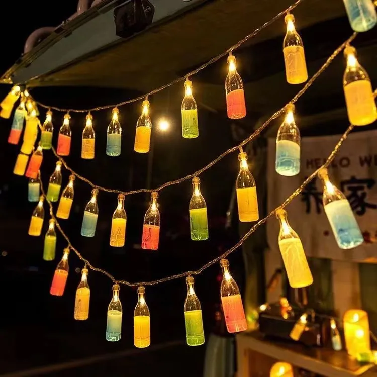 led酒瓶灯小彩灯夜市摆摊氛围灯露营聚会布置USB后备箱生日装饰灯