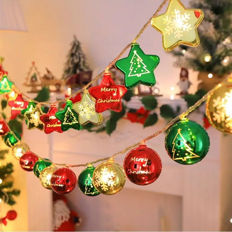 led圣诞节灯串彩灯橱窗装饰挂件圆球灯圣诞树老人房间布置氛围灯