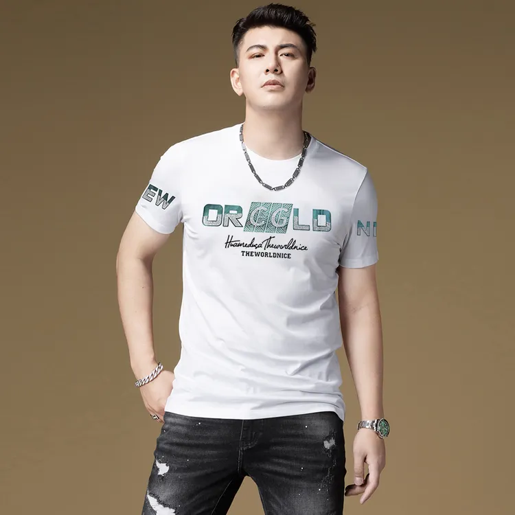 欧洲高端时尚短袖T恤男潮牌2025流行新款重工高品质休闲体恤男