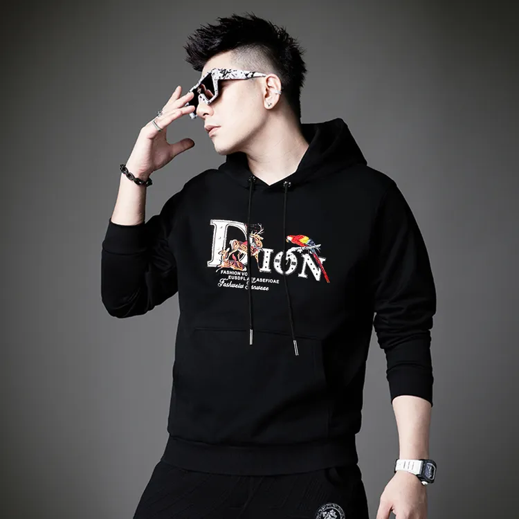 欧洲2024高端轻秋冬季连帽卫衣新款男士套头潮牌长袖时尚帽衫