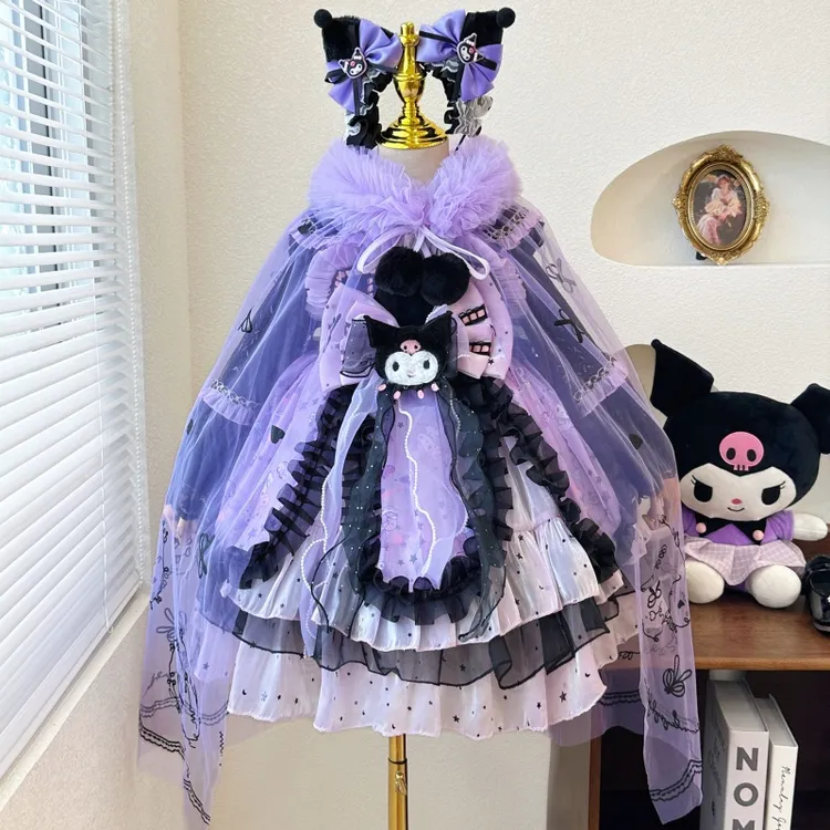 女童库洛米裙子秋冬款加绒加厚礼服儿童连衣裙万圣节洛丽塔公主裙