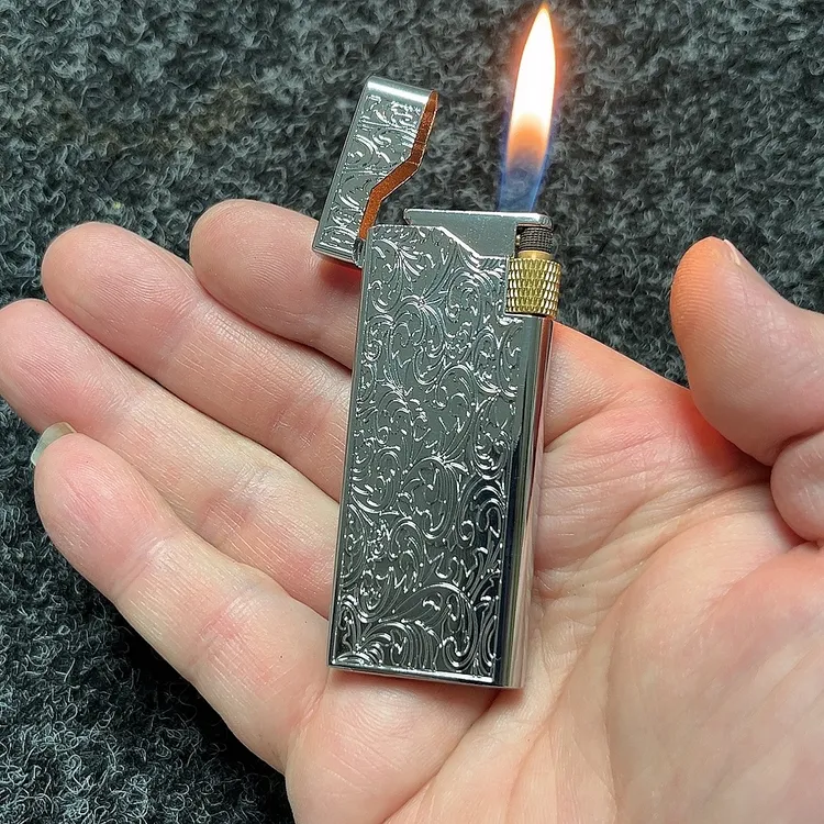 薄款砂轮充气打火机 侧滑充气打火机 轻薄充气打火机 送火石包邮