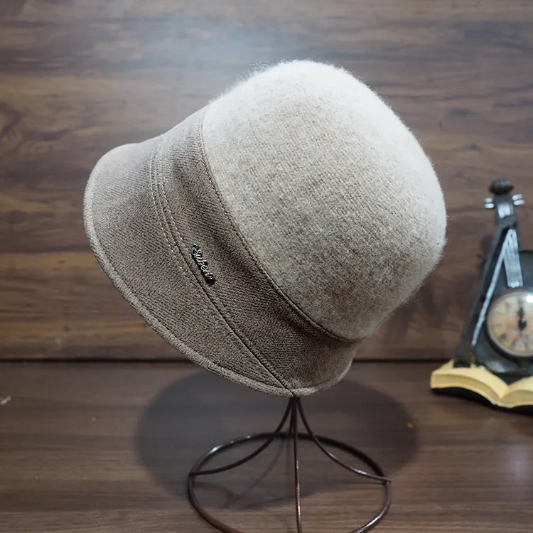 羊毛混纺渔夫帽女2024秋冬新款日系百搭显脸小水桶帽盆帽韩版潮